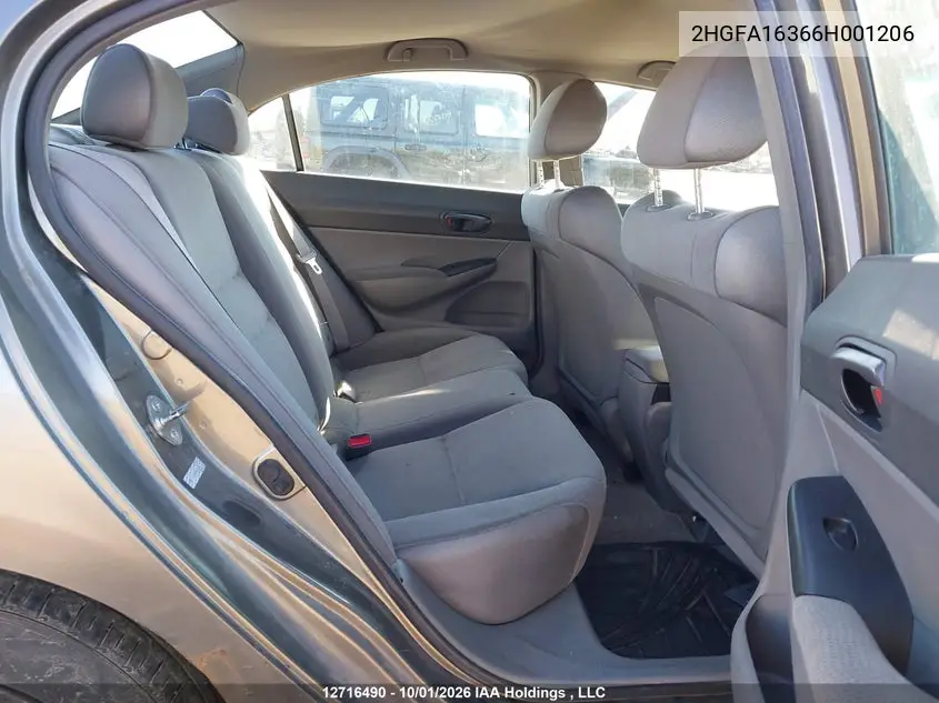 2006 HONDA CIVIC VIN 2HGFA16366H001206 — фото 8