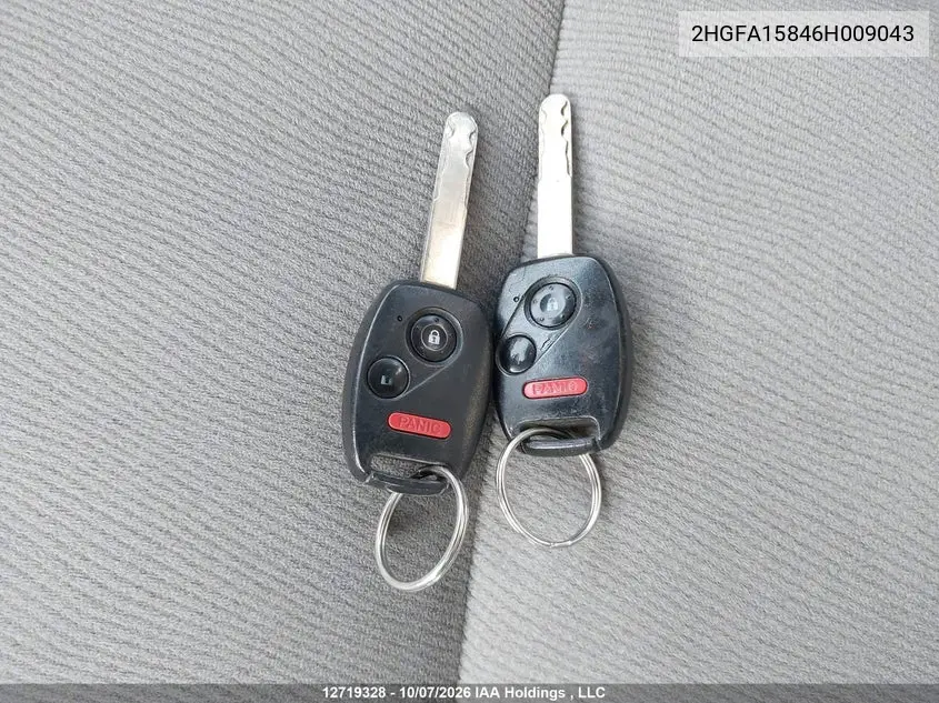2006 HONDA CIVIC VIN 2HGFA15846H009043 — фото 11