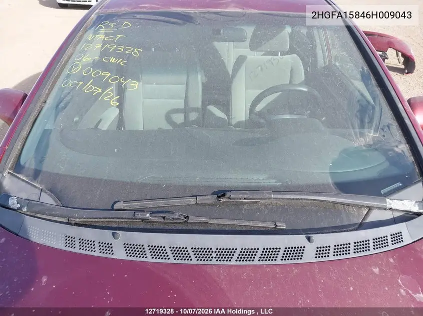 2006 HONDA CIVIC VIN 2HGFA15846H009043 — фото 18