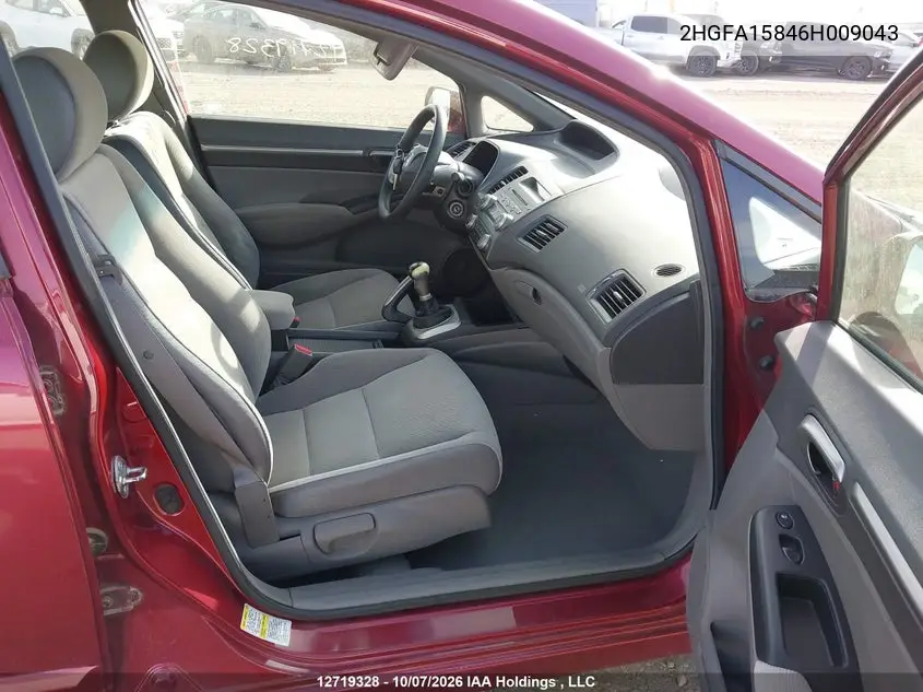 2006 HONDA CIVIC VIN 2HGFA15846H009043 — фото 5