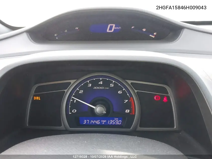 2006 HONDA CIVIC VIN 2HGFA15846H009043 — фото 7