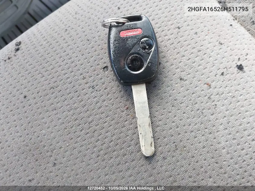 2006 HONDA CIVIC VIN 2HGFA16526H511795 — фото 11
