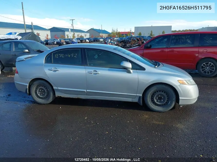 2006 HONDA CIVIC VIN 2HGFA16526H511795 — фото 13