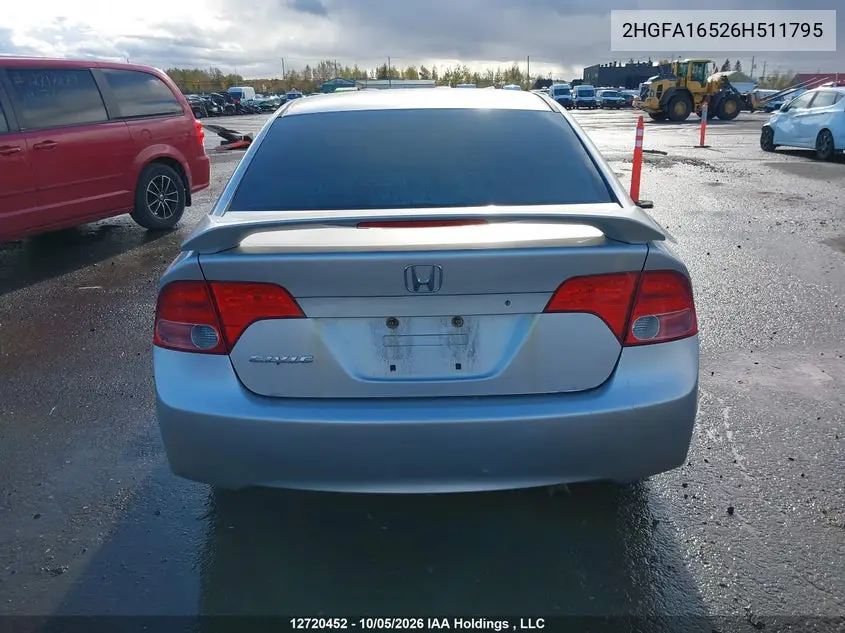 2006 HONDA CIVIC VIN 2HGFA16526H511795 — фото 16
