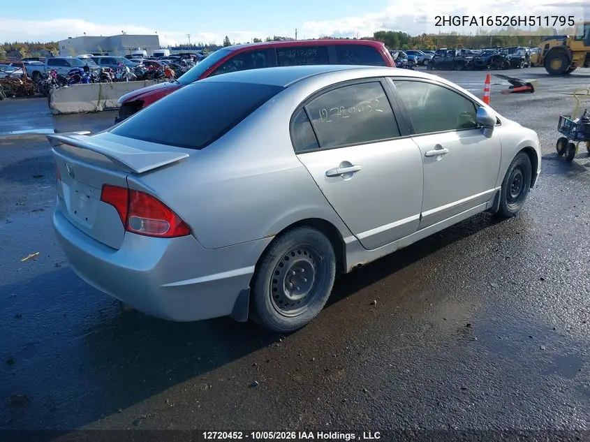 2006 HONDA CIVIC VIN 2HGFA16526H511795 — фото 4