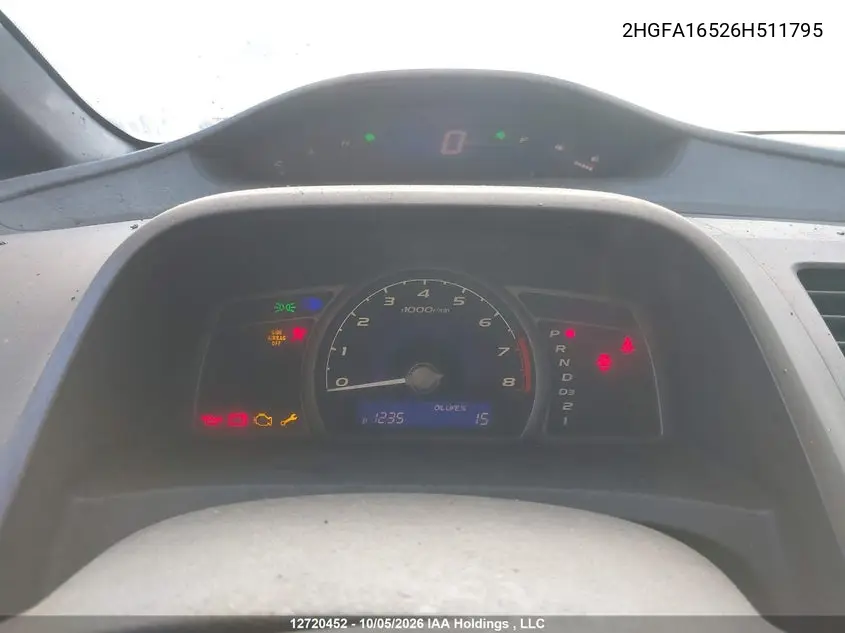 2006 HONDA CIVIC VIN 2HGFA16526H511795 — фото 7