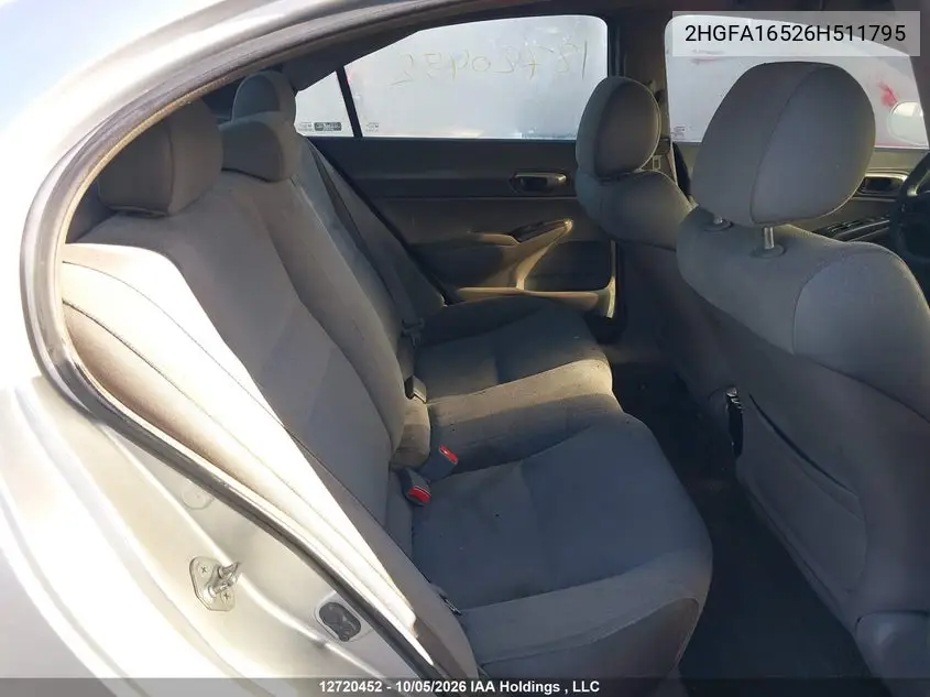2006 HONDA CIVIC VIN 2HGFA16526H511795 — фото 8