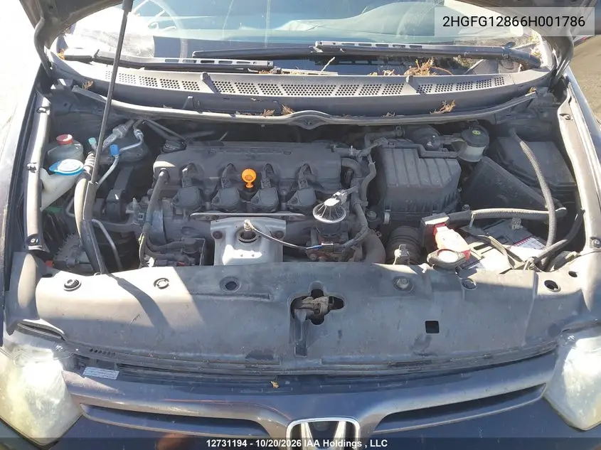 2006 HONDA CIVIC VIN 2HGFG12866H001786 — фото 10