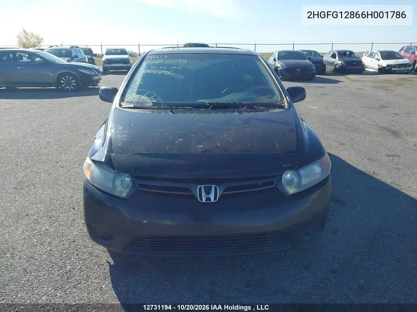 2006 HONDA CIVIC VIN 2HGFG12866H001786 — фото 12