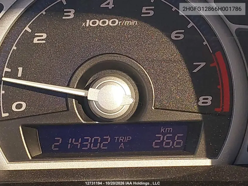 2006 HONDA CIVIC VIN 2HGFG12866H001786 — фото 15