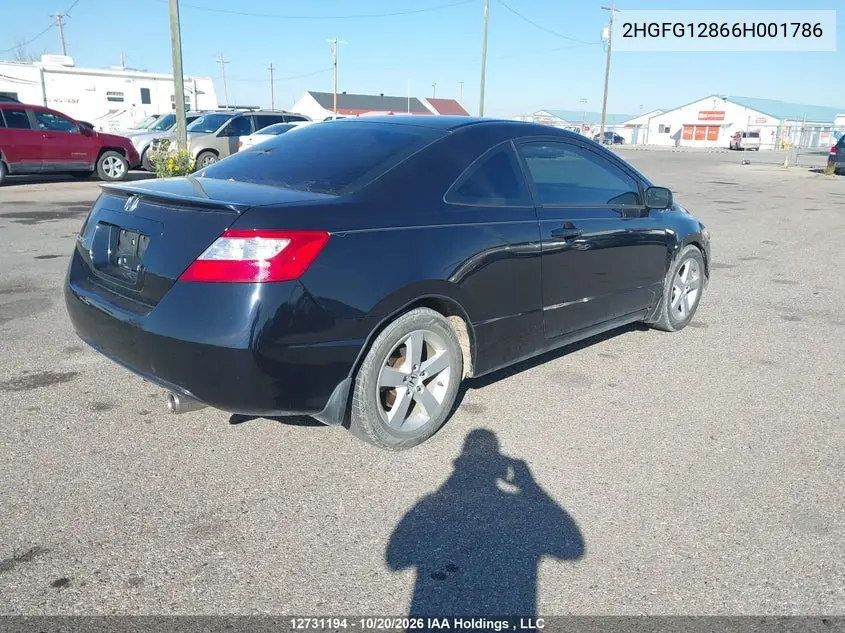 2006 HONDA CIVIC VIN 2HGFG12866H001786 — фото 4