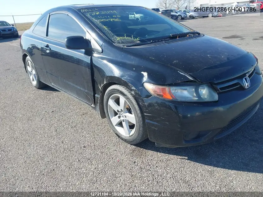 2006 HONDA CIVIC VIN 2HGFG12866H001786 — фото 6