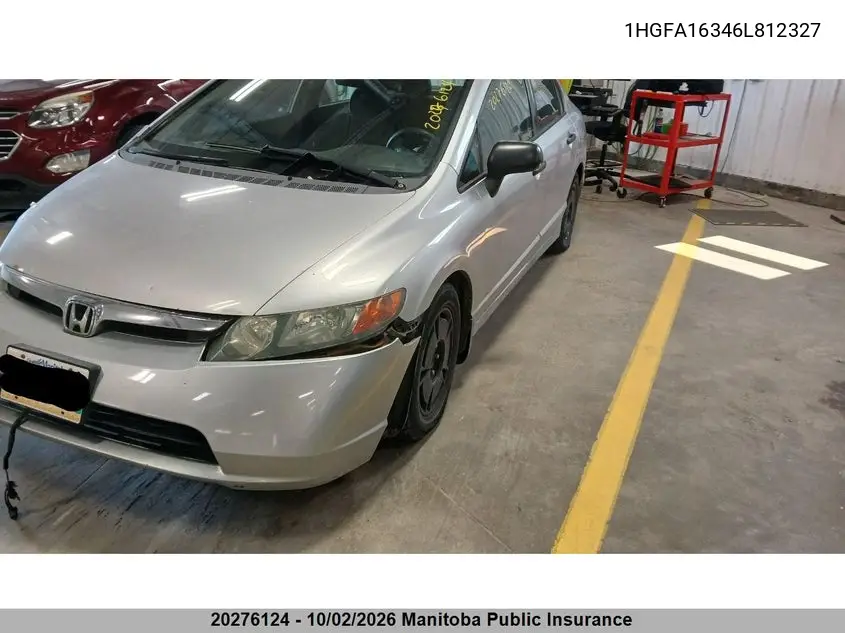 HONDA CIVIC 2006, VIN 1HGFA16346L812327