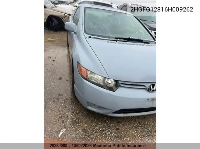 HONDA CIVIC 2006, VIN 2HGFG12816H009262