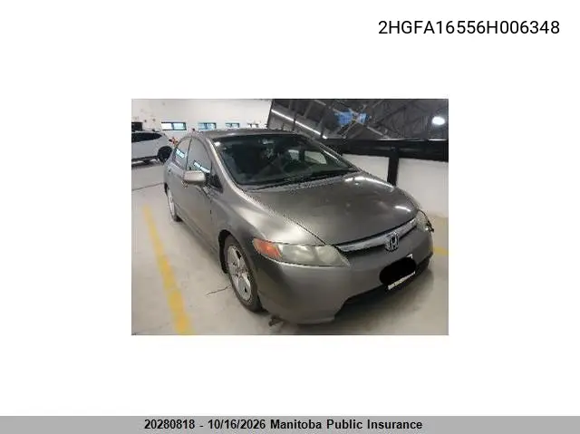 HONDA CIVIC 2006, VIN 2HGFA16556H006348