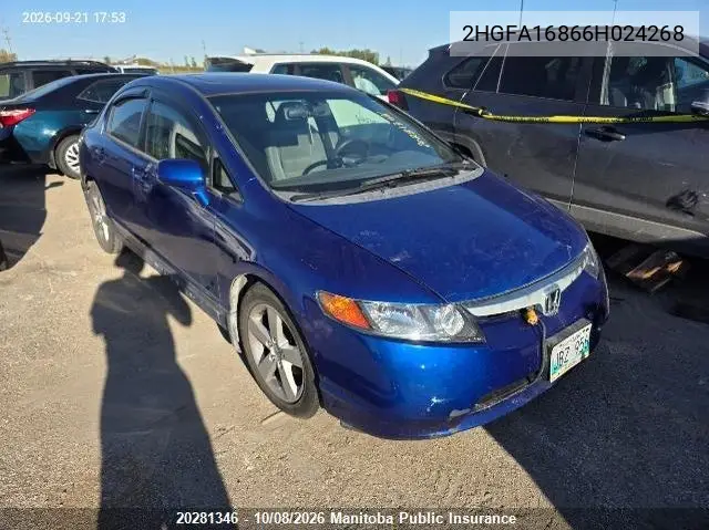 HONDA CIVIC 2006, VIN 2HGFA16866H024268