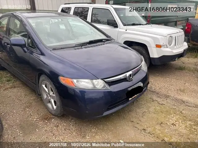 HONDA CIVIC 2006, VIN 2HGFA16806H023343