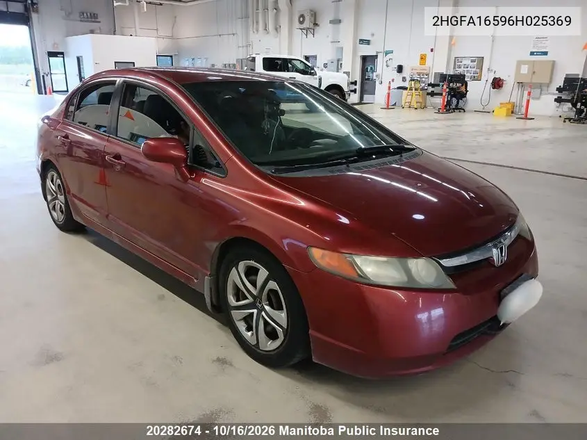HONDA CIVIC 2006, VIN 2HGFA16596H025369
