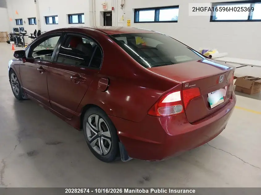2006 HONDA CIVIC VIN 2HGFA16596H025369 — фото 3