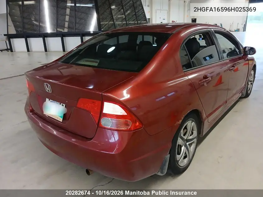 2006 HONDA CIVIC VIN 2HGFA16596H025369 — фото 4