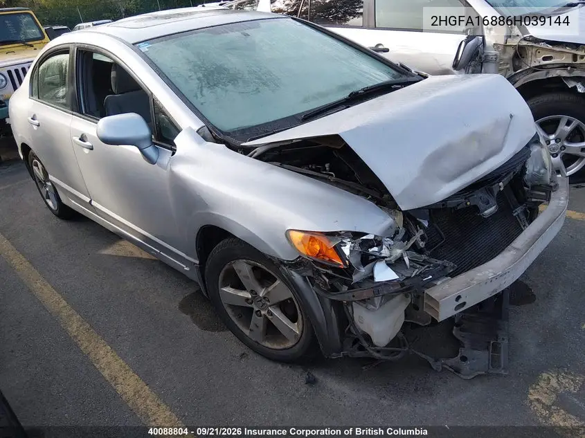 HONDA CIVIC 2006, VIN 2HGFA16886H039144