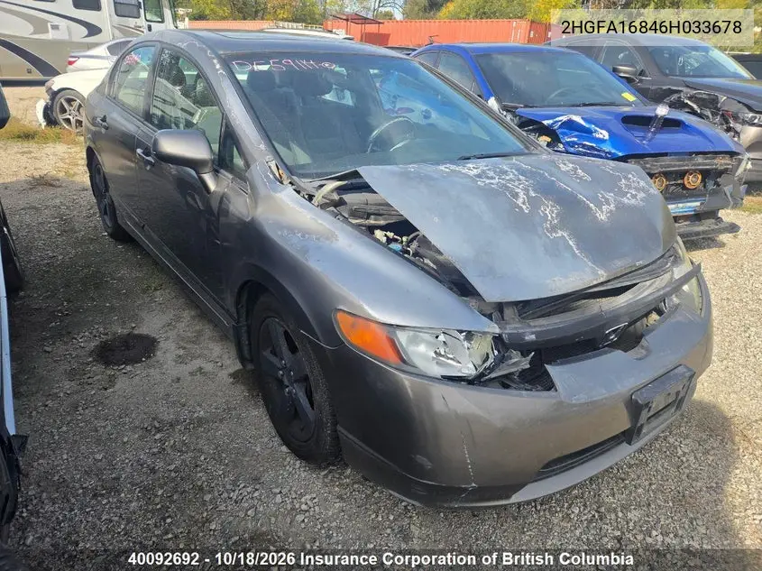 HONDA CIVIC 2006, VIN 2HGFA16846H033678