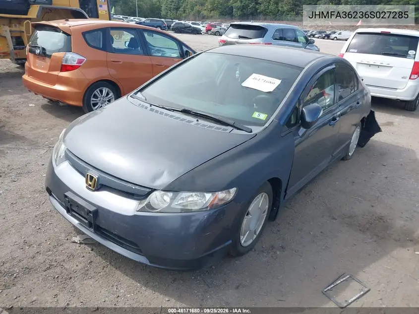 2006 HONDA CIVIC VIN JHMFA36236S027285 — фото 2