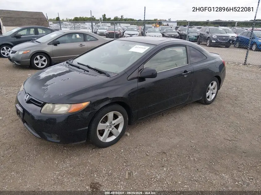 2006 HONDA CIVIC VIN 2HGFG12896H522081 — фото 2