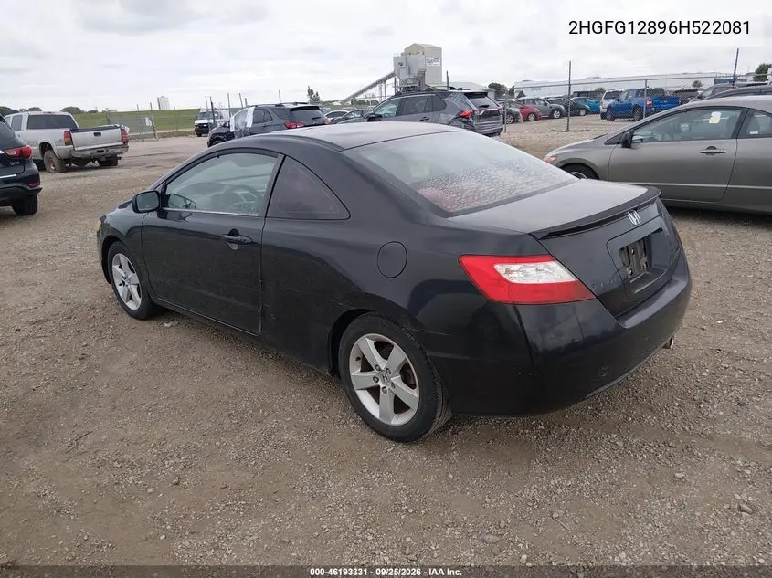 2006 HONDA CIVIC VIN 2HGFG12896H522081 — фото 3