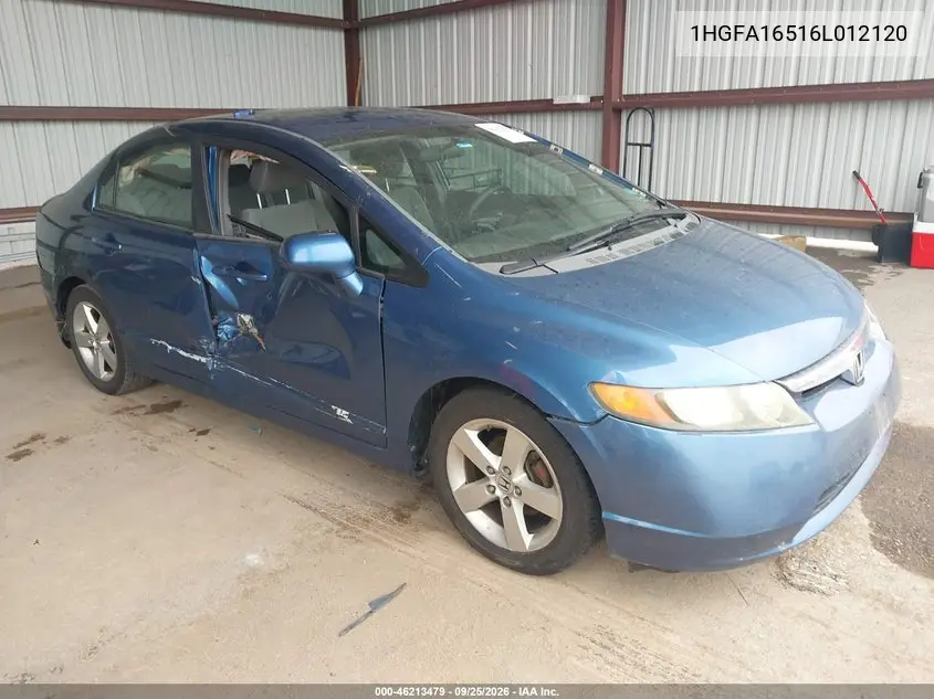 HONDA CIVIC 2006, VIN 1HGFA16516L012120