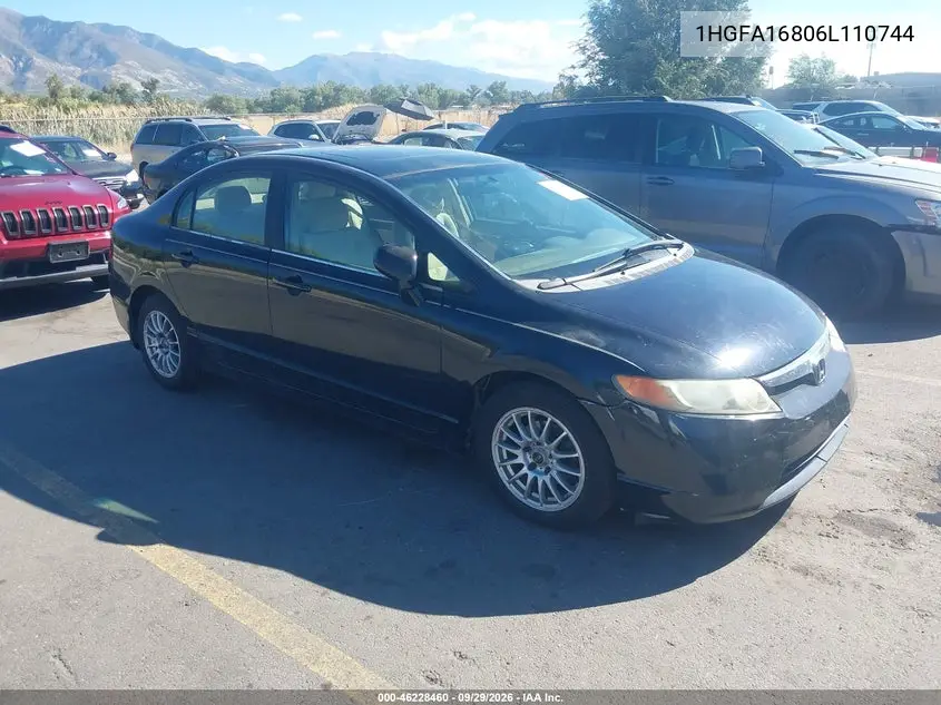 HONDA CIVIC 2006, VIN 1HGFA16806L110744