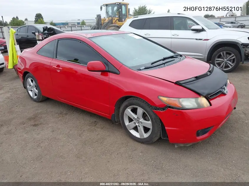 HONDA CIVIC 2006, VIN 2HGFG12876H552101