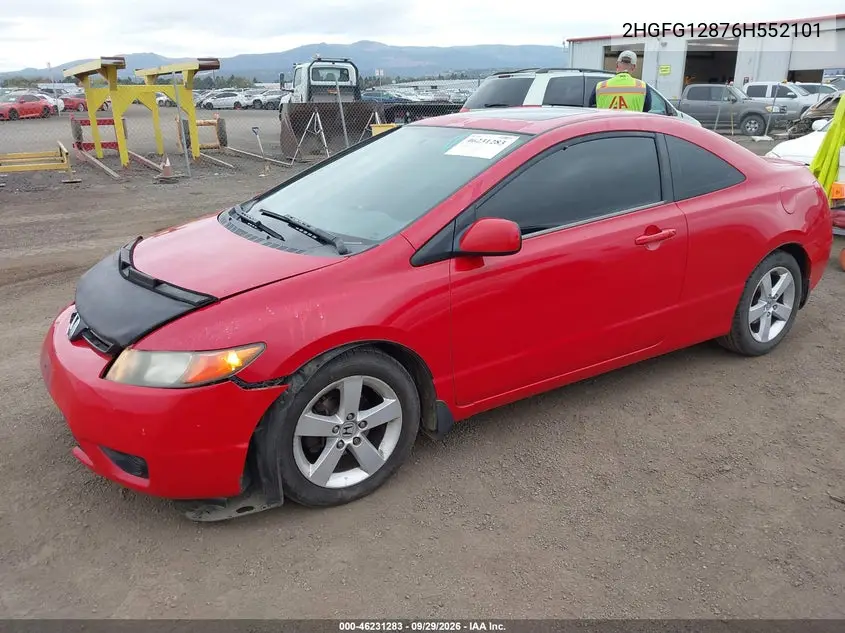 2006 HONDA CIVIC VIN 2HGFG12876H552101 — фото 2