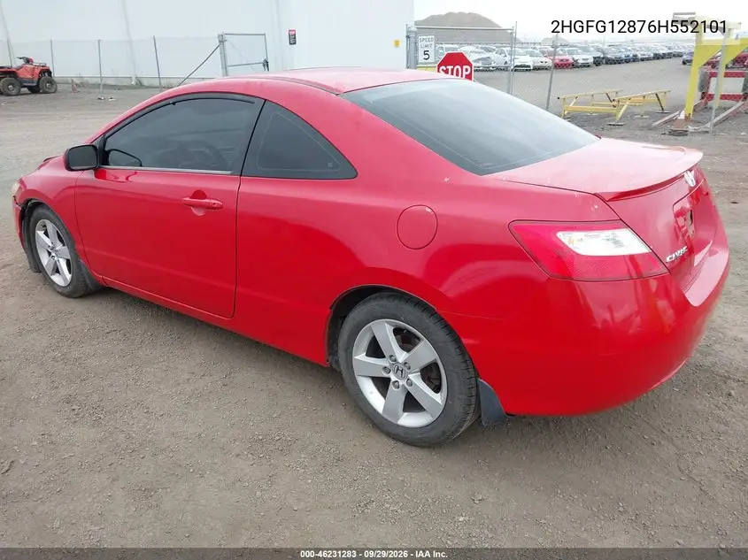 2006 HONDA CIVIC VIN 2HGFG12876H552101 — фото 3