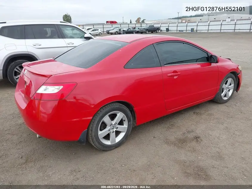 2006 HONDA CIVIC VIN 2HGFG12876H552101 — фото 4