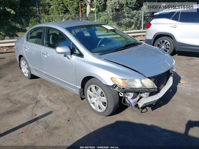 HONDA CIVIC 2006, VIN 1HGFA16516L115585