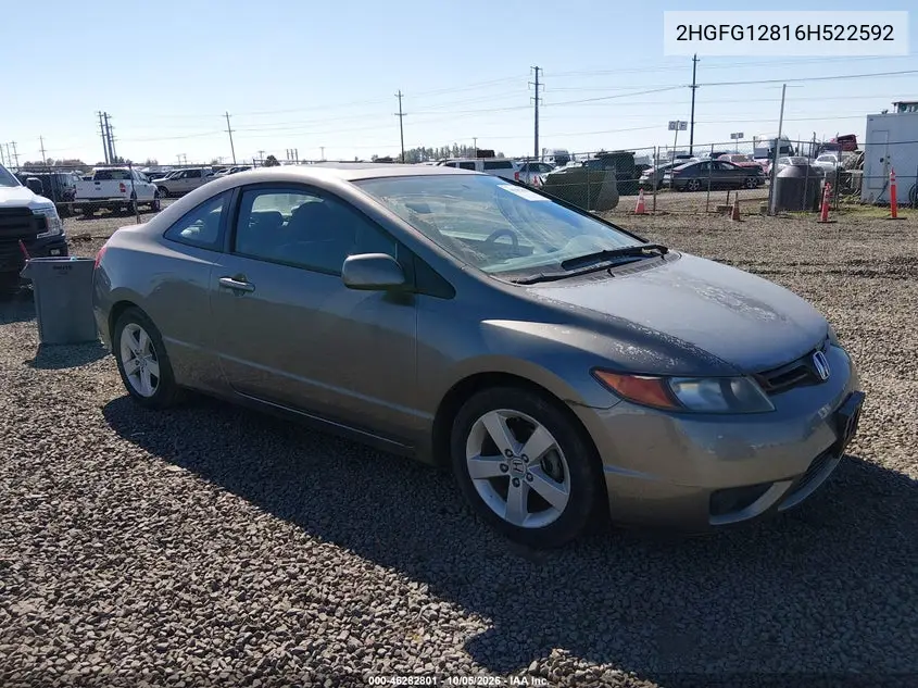 HONDA CIVIC 2006, VIN 2HGFG12816H522592