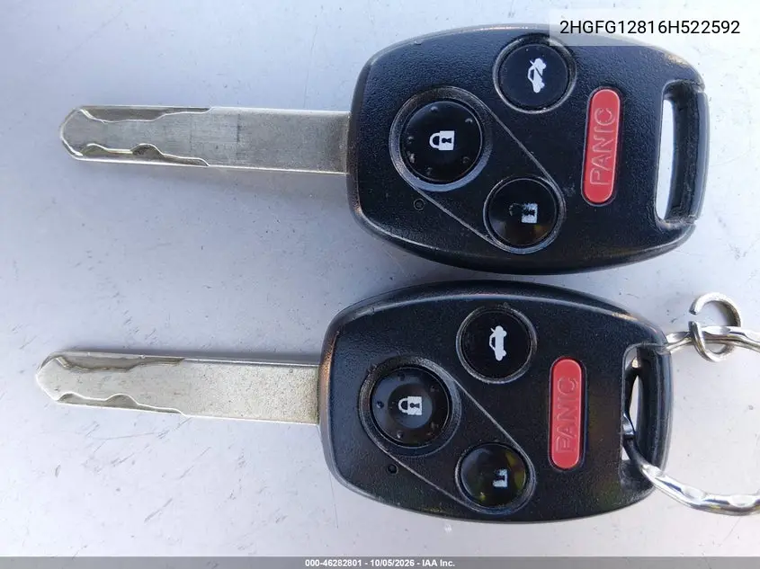 2006 HONDA CIVIC VIN 2HGFG12816H522592 — фото 11