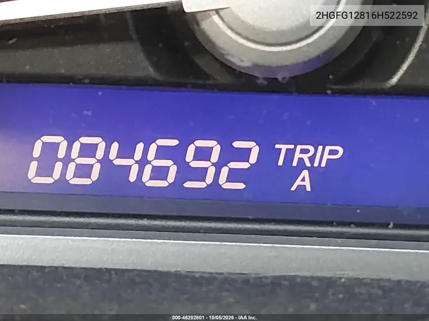 2006 HONDA CIVIC VIN 2HGFG12816H522592 — фото 12