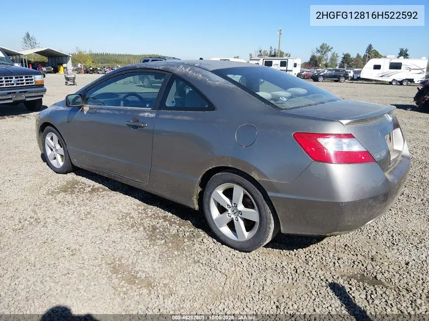2006 HONDA CIVIC VIN 2HGFG12816H522592 — фото 3