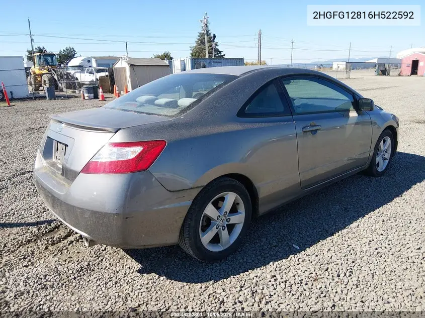 2006 HONDA CIVIC VIN 2HGFG12816H522592 — фото 4