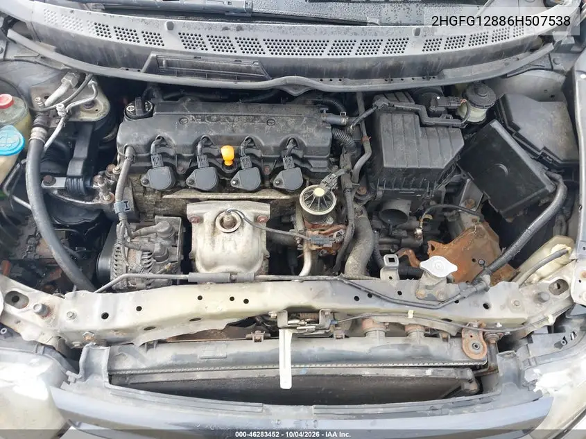2006 HONDA CIVIC VIN 2HGFG12886H507538 — фото 10