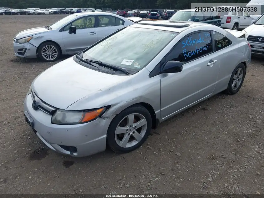 2006 HONDA CIVIC VIN 2HGFG12886H507538 — фото 2