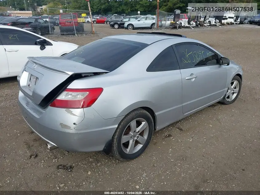 2006 HONDA CIVIC VIN 2HGFG12886H507538 — фото 4
