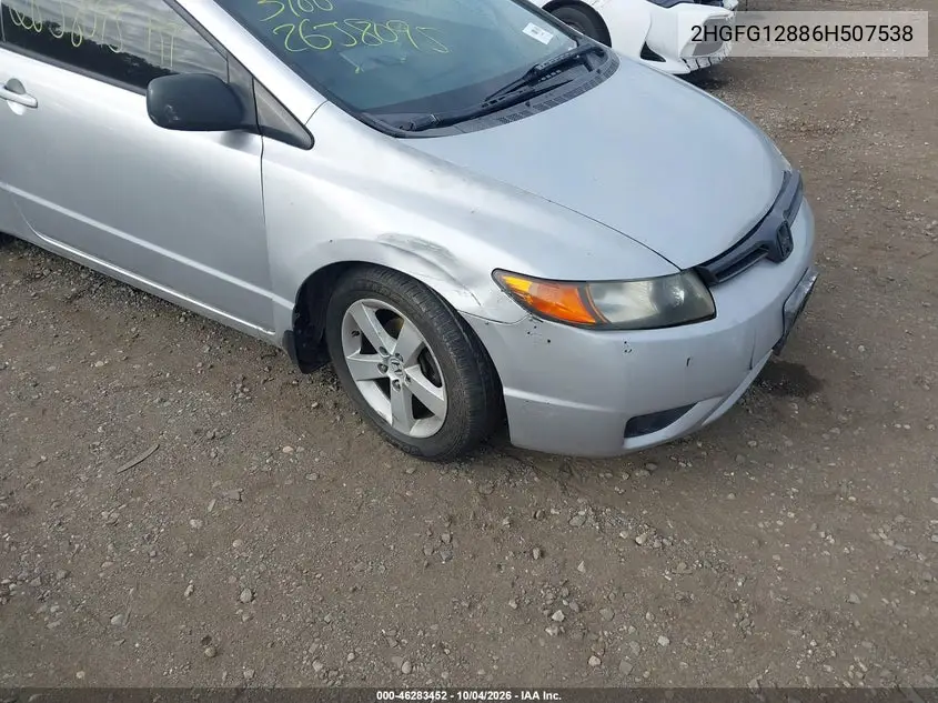 2006 HONDA CIVIC VIN 2HGFG12886H507538 — фото 6