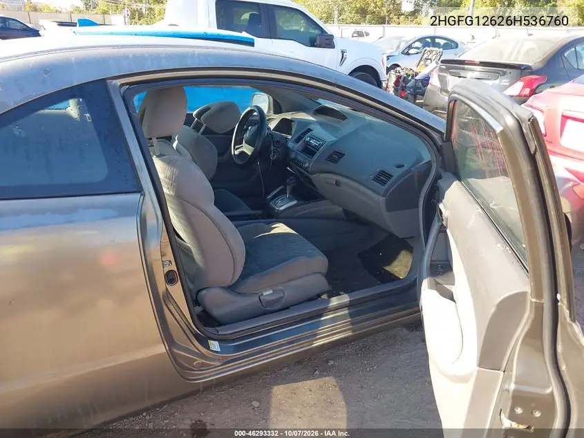2006 HONDA CIVIC VIN 2HGFG12626H536760 — фото 5