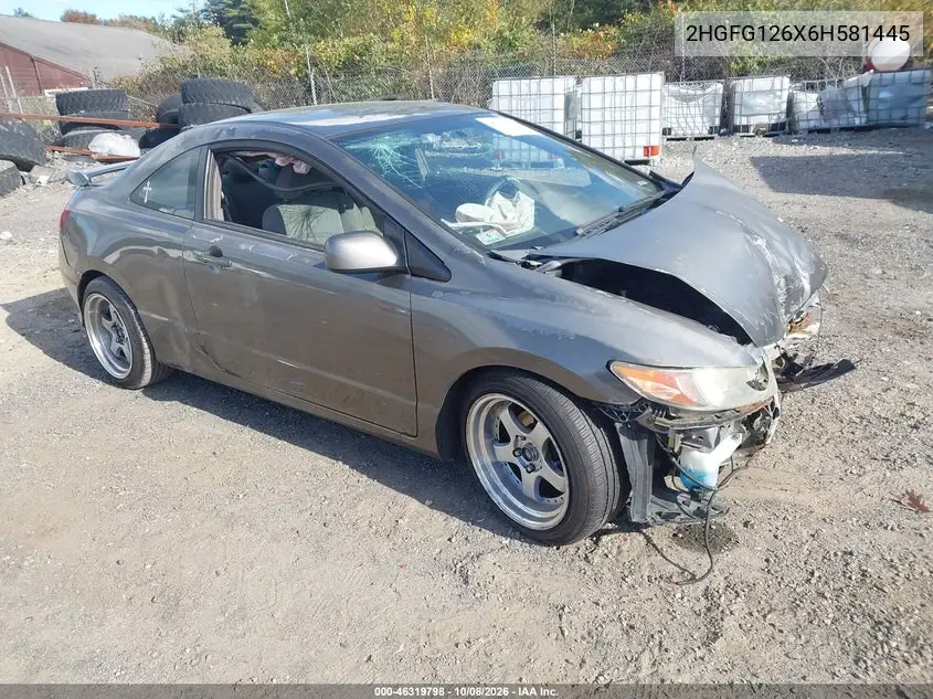 HONDA CIVIC 2006, VIN 2HGFG126X6H581445