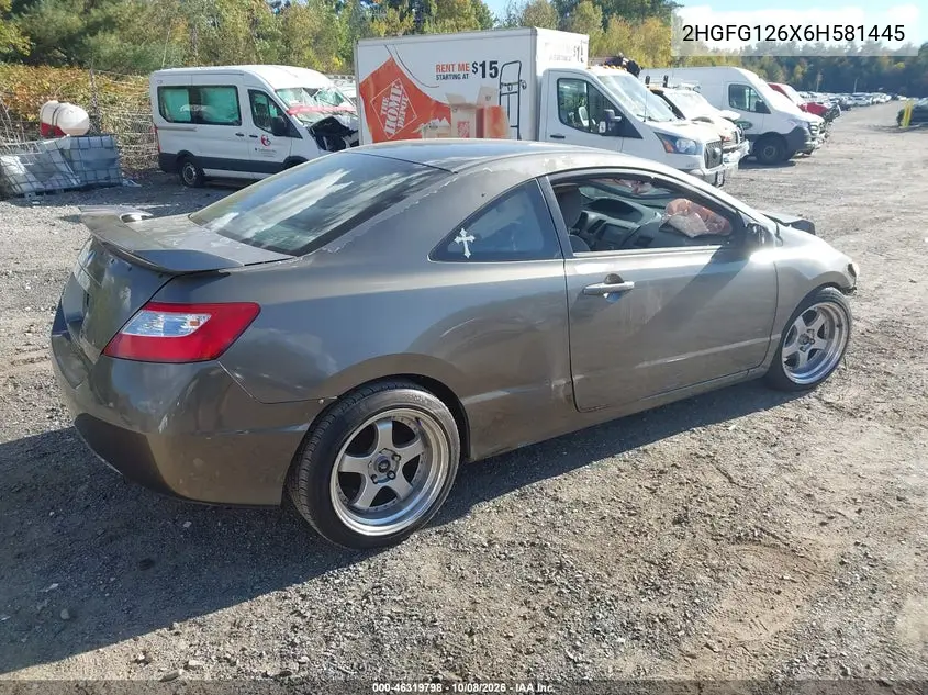 2006 HONDA CIVIC VIN 2HGFG126X6H581445 — фото 4
