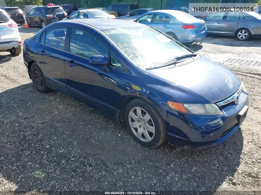 HONDA CIVIC 2006, VIN 1HGFA16506L108028