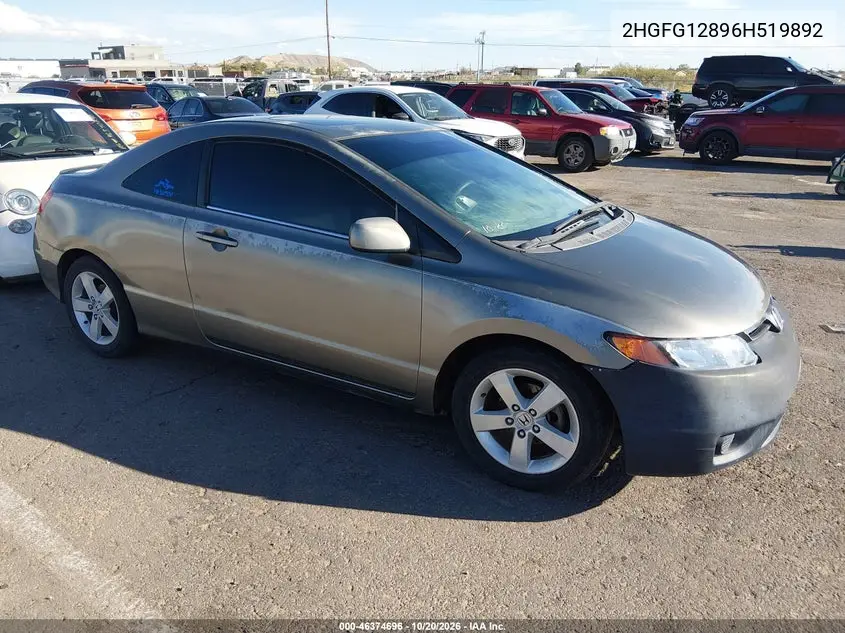 HONDA CIVIC 2006, VIN 2HGFG12896H519892